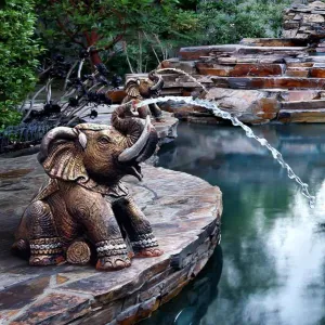 FINEST Yard Ornaments Little Elephant Fountain Bronze Statue Art FB-031