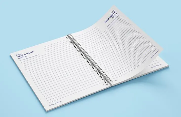 Free 5 x Spiral Notebook Mockups (Multiple Views)