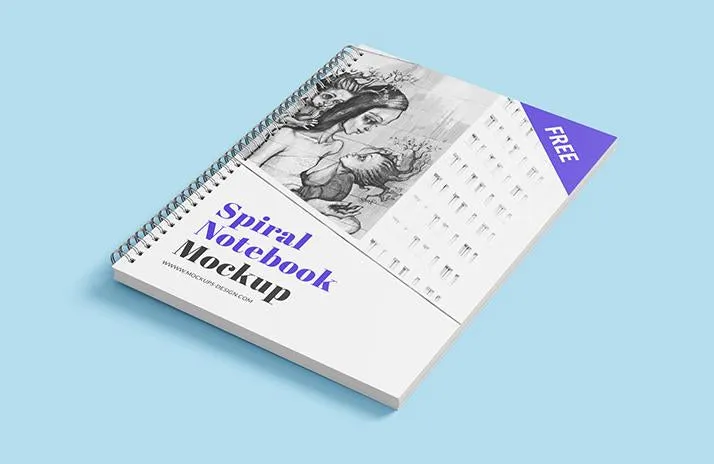 Free 5 x Spiral Notebook Mockups (Multiple Views)