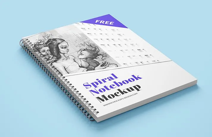 Free 5 x Spiral Notebook Mockups (Multiple Views)