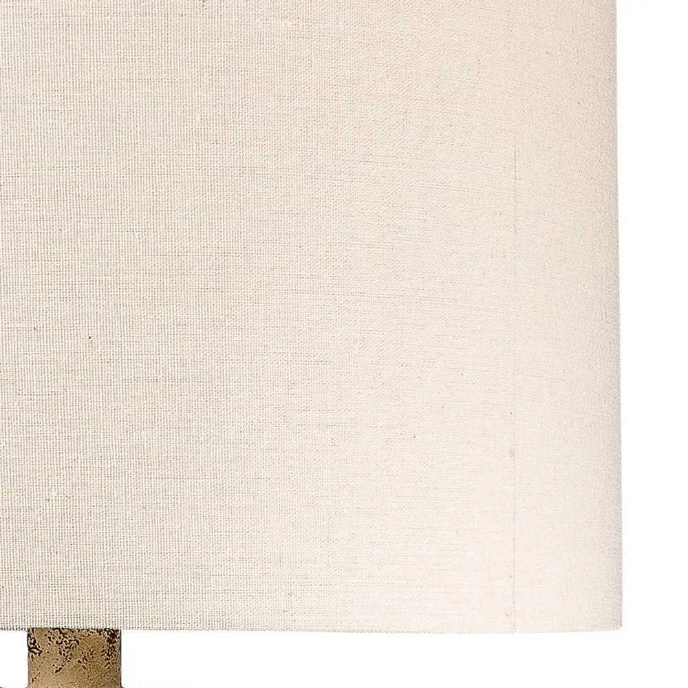 Gov 27 Inch Table Lamp, Beige Drum Shade, Vase Shaped Body, Painted Surface By Casagear Home