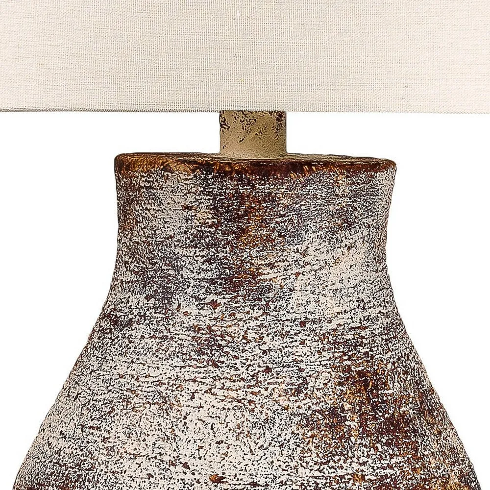 Gov 27 Inch Table Lamp, Beige Drum Shade, Vase Shaped Body, Painted Surface By Casagear Home