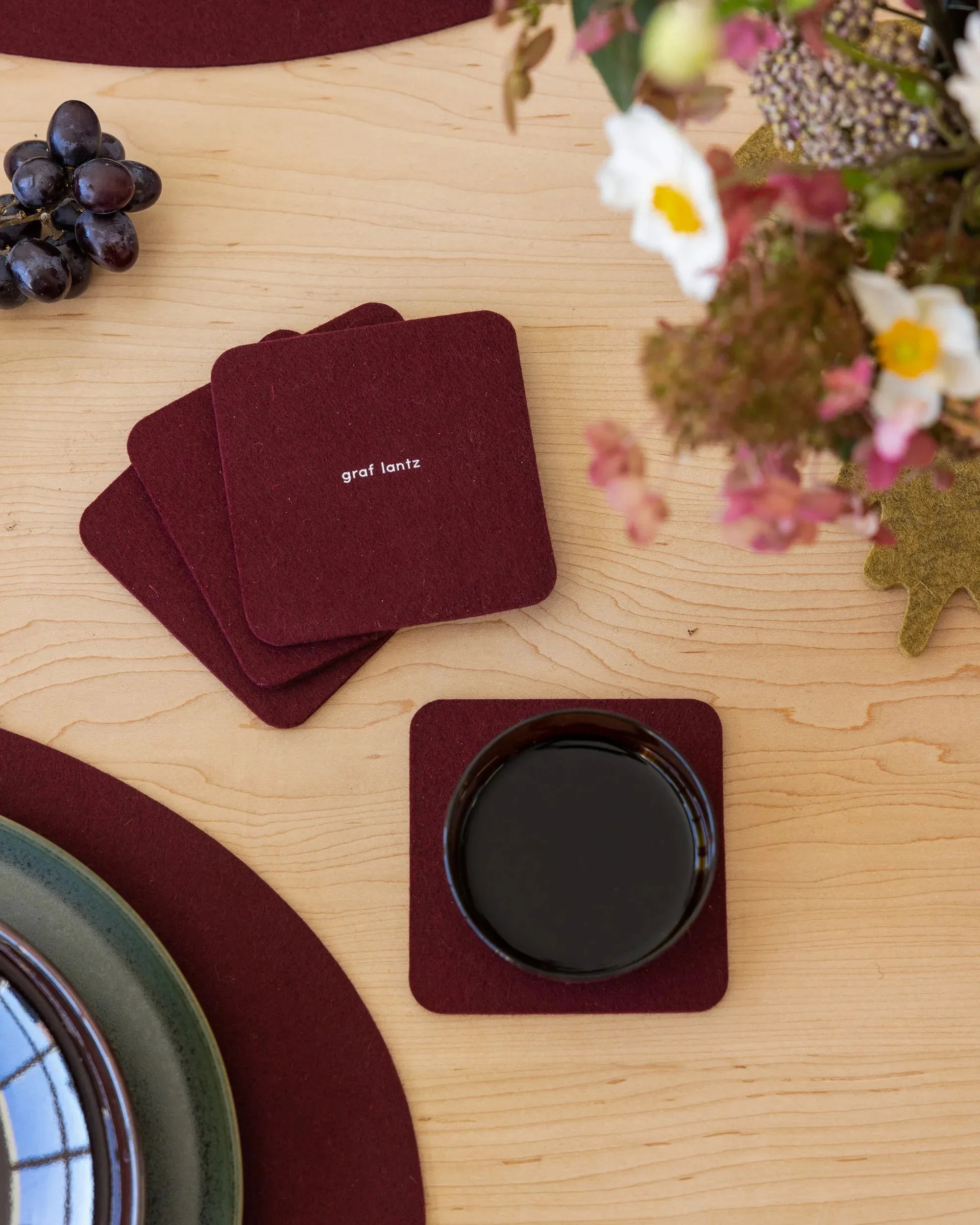 Graf Lantz Bierfilzl Square Felt Coaster – Burgundy – 4pk
