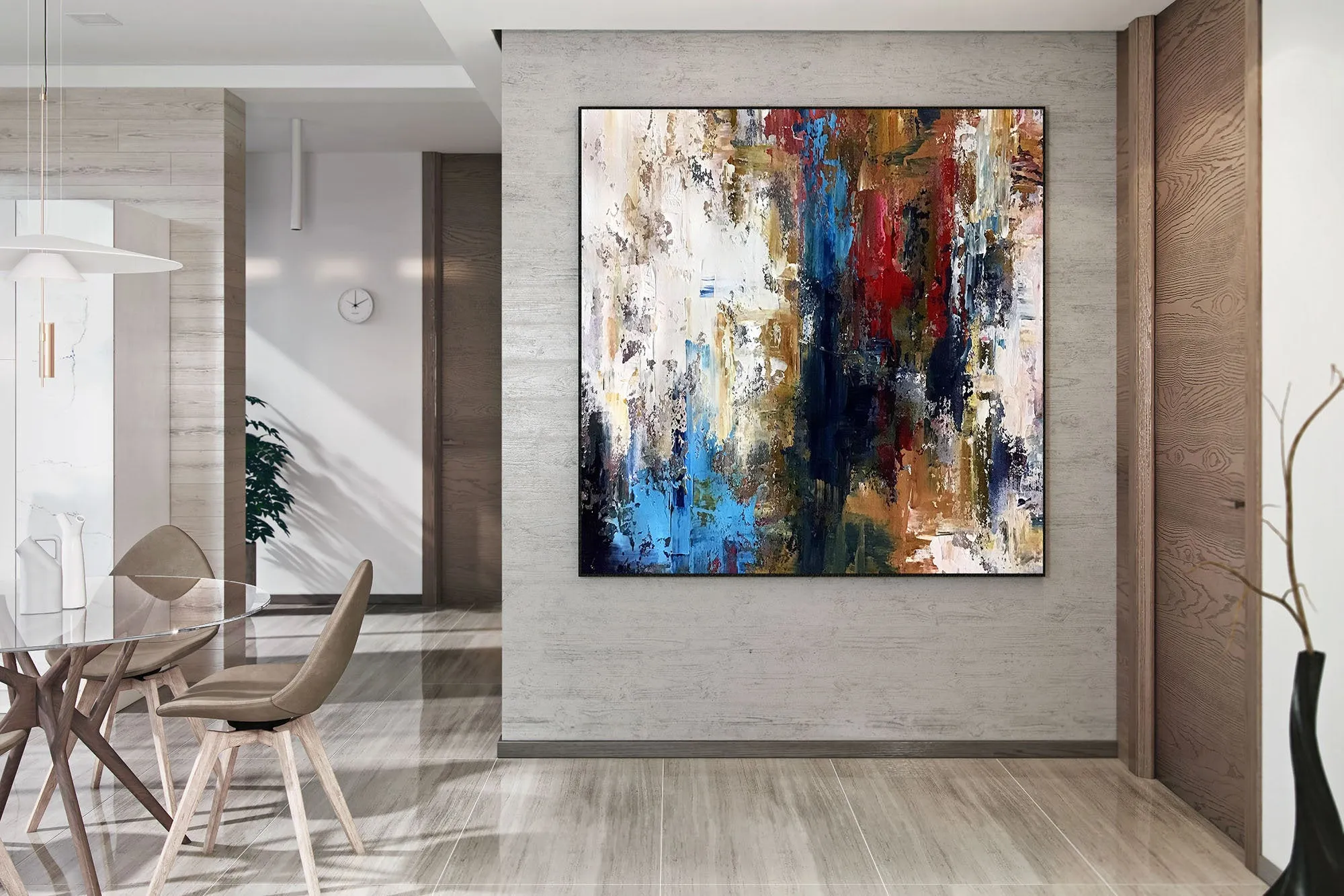 Gray Blue White Abstract Painting Modern Abstract Painting Qp034