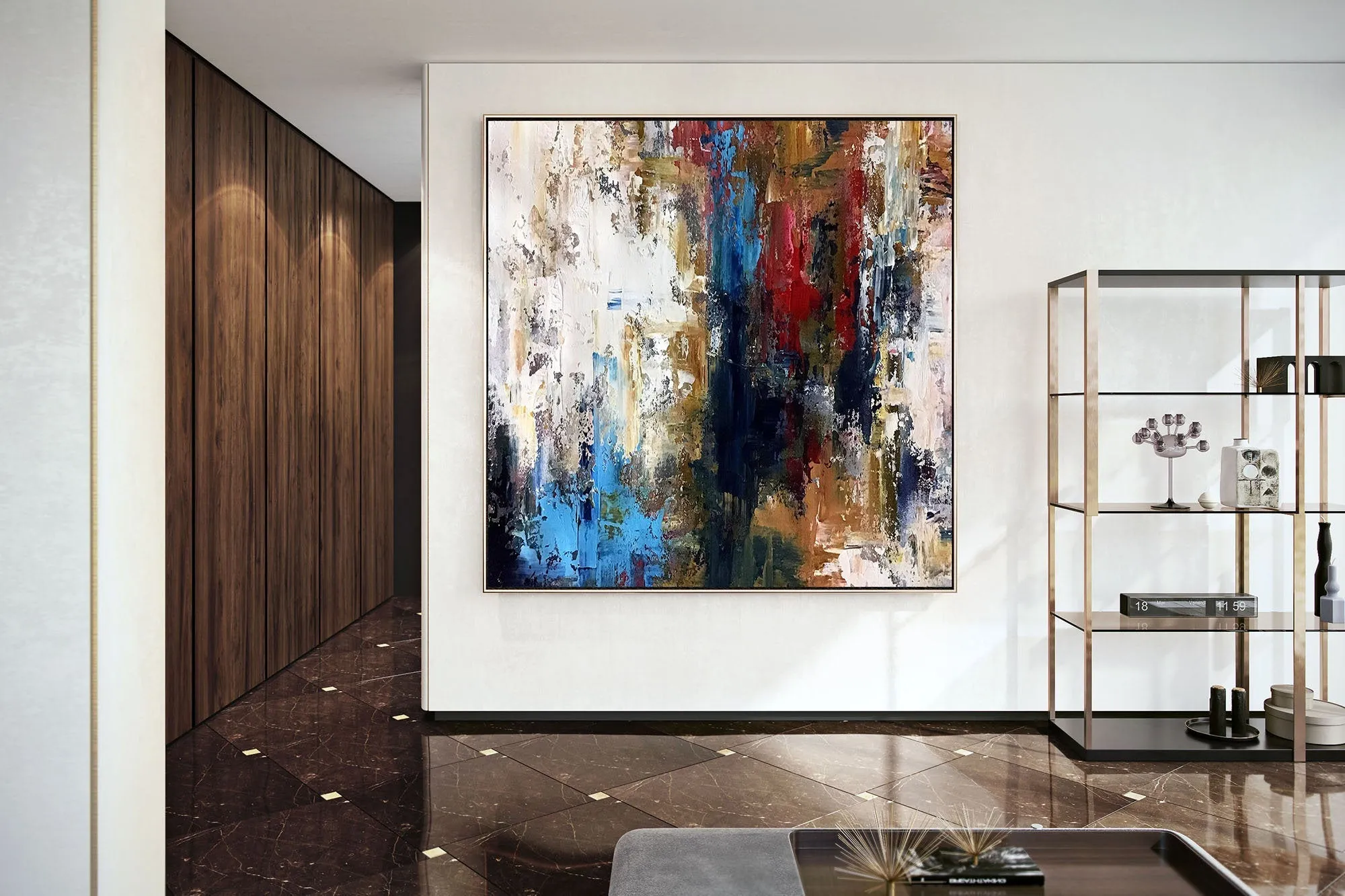 Gray Blue White Abstract Painting Modern Abstract Painting Qp034