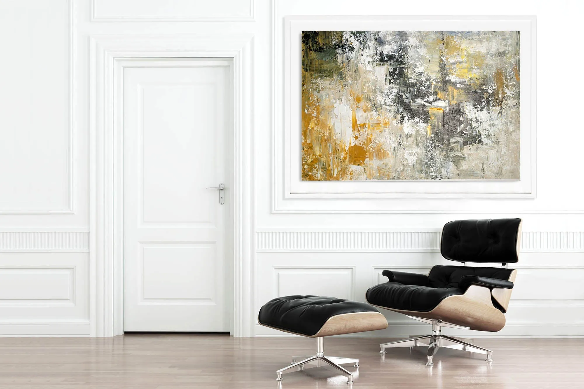Gray Yellow Abstract Painting Unique Painting Art Home Decor Fp069
