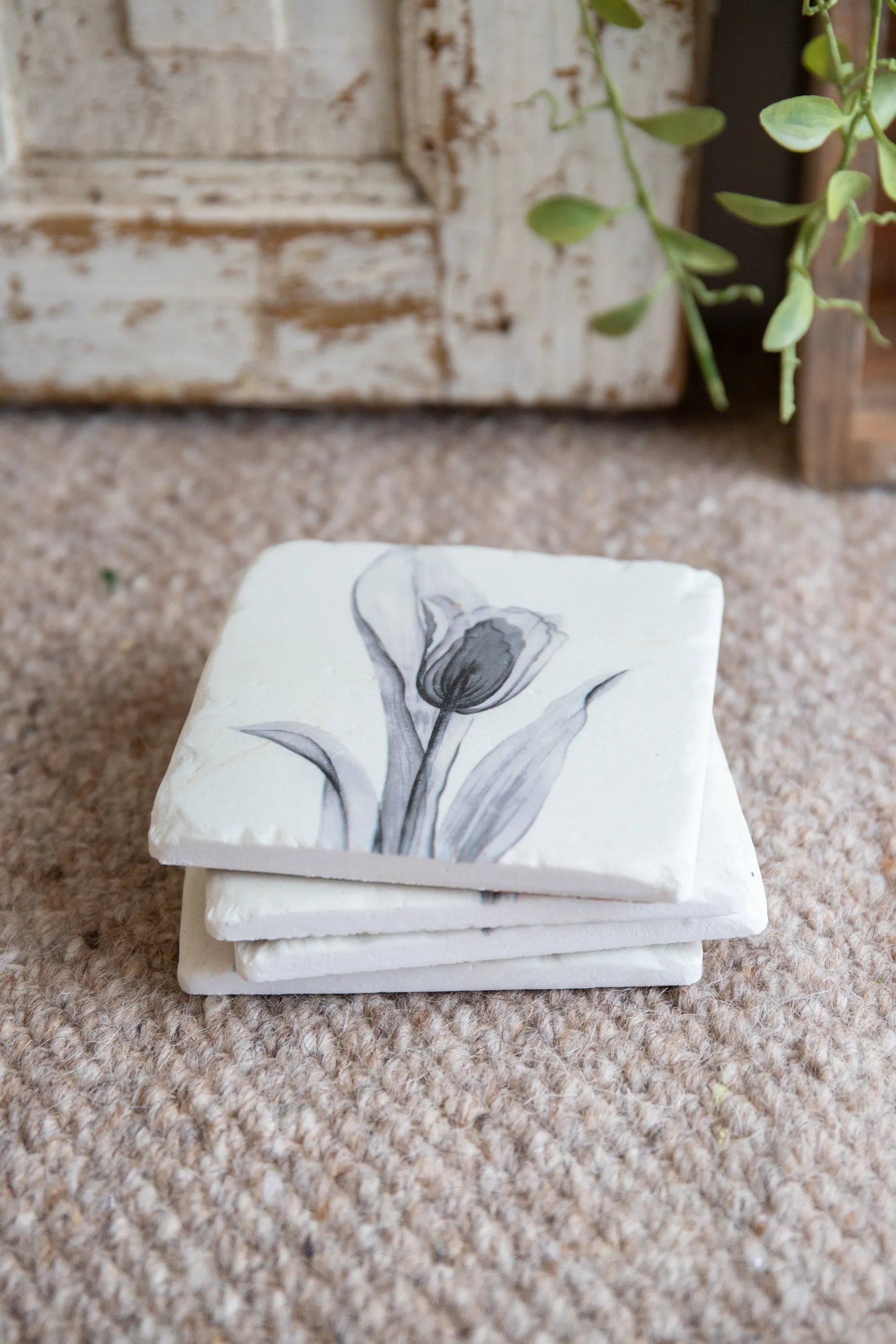 Grey Flower Coasters