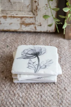 Grey Flower Coasters
