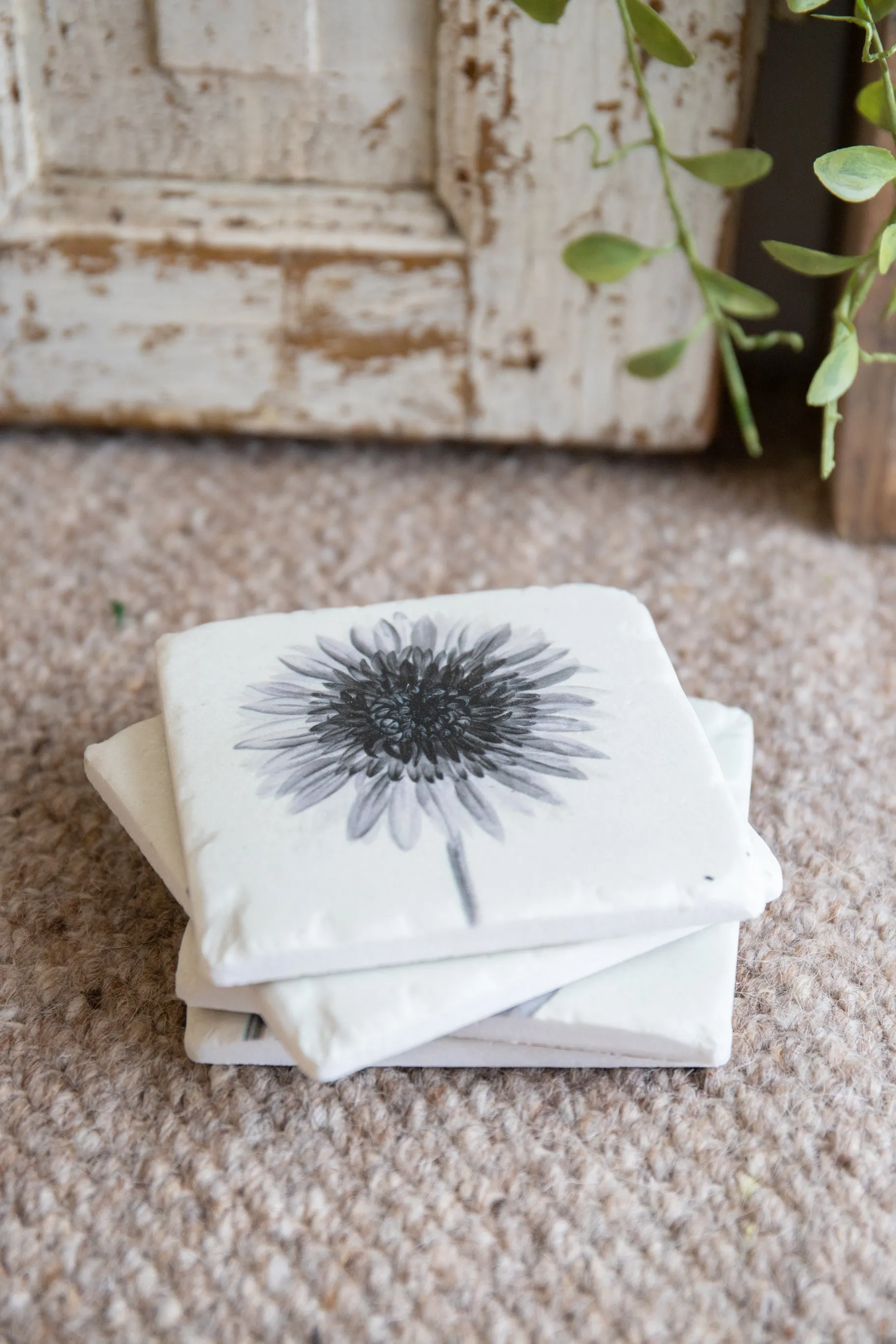 Grey Flower Coasters