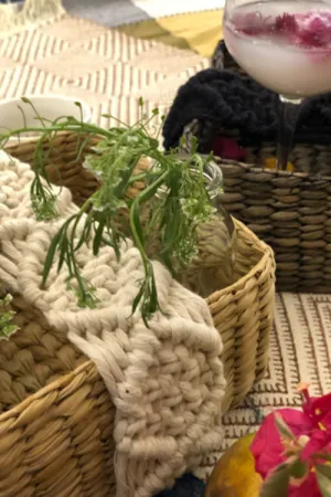 Handcrafted Reed Spa Basket With Macrame Detailing- Boho