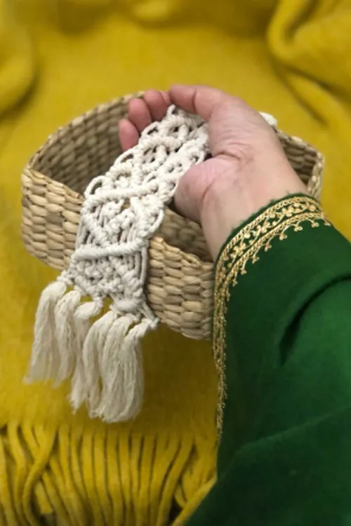 Handcrafted Reed Spa Basket With Macrame Detailing- Boho
