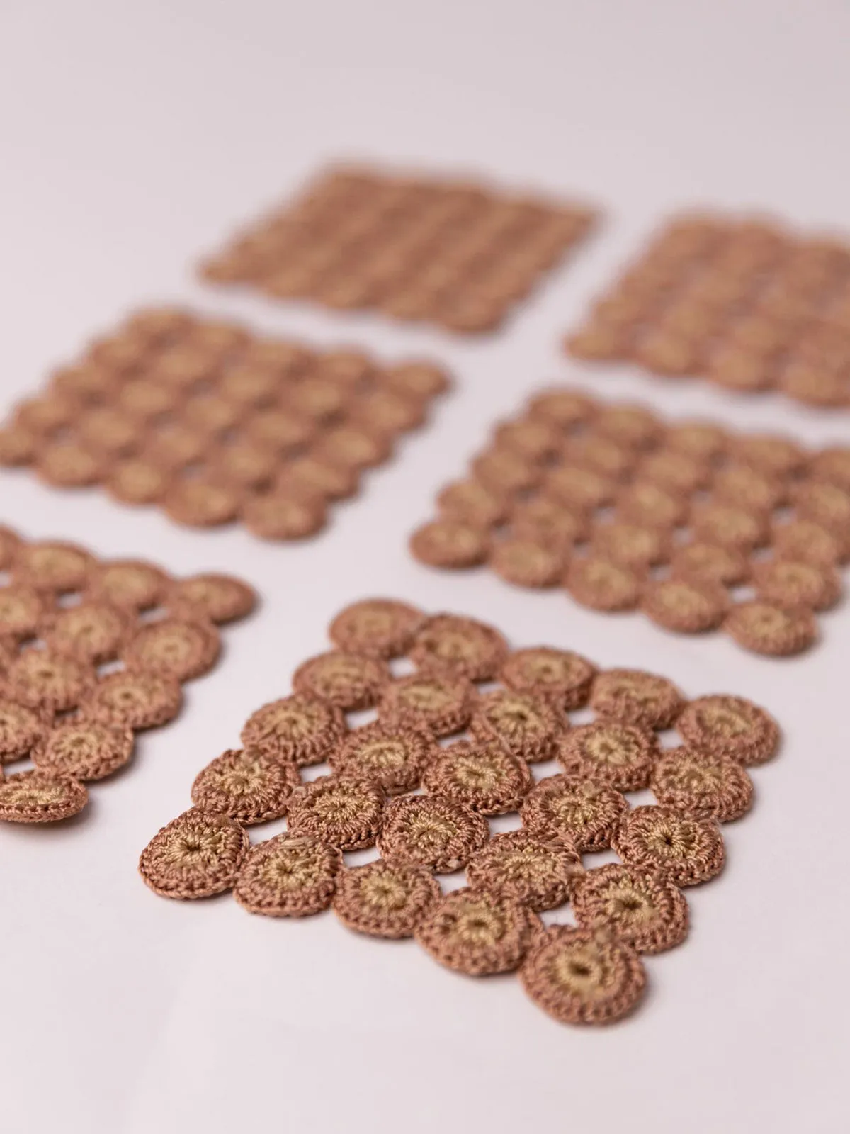 Handmade Crochet Ziba Square Coasters Rust Beige