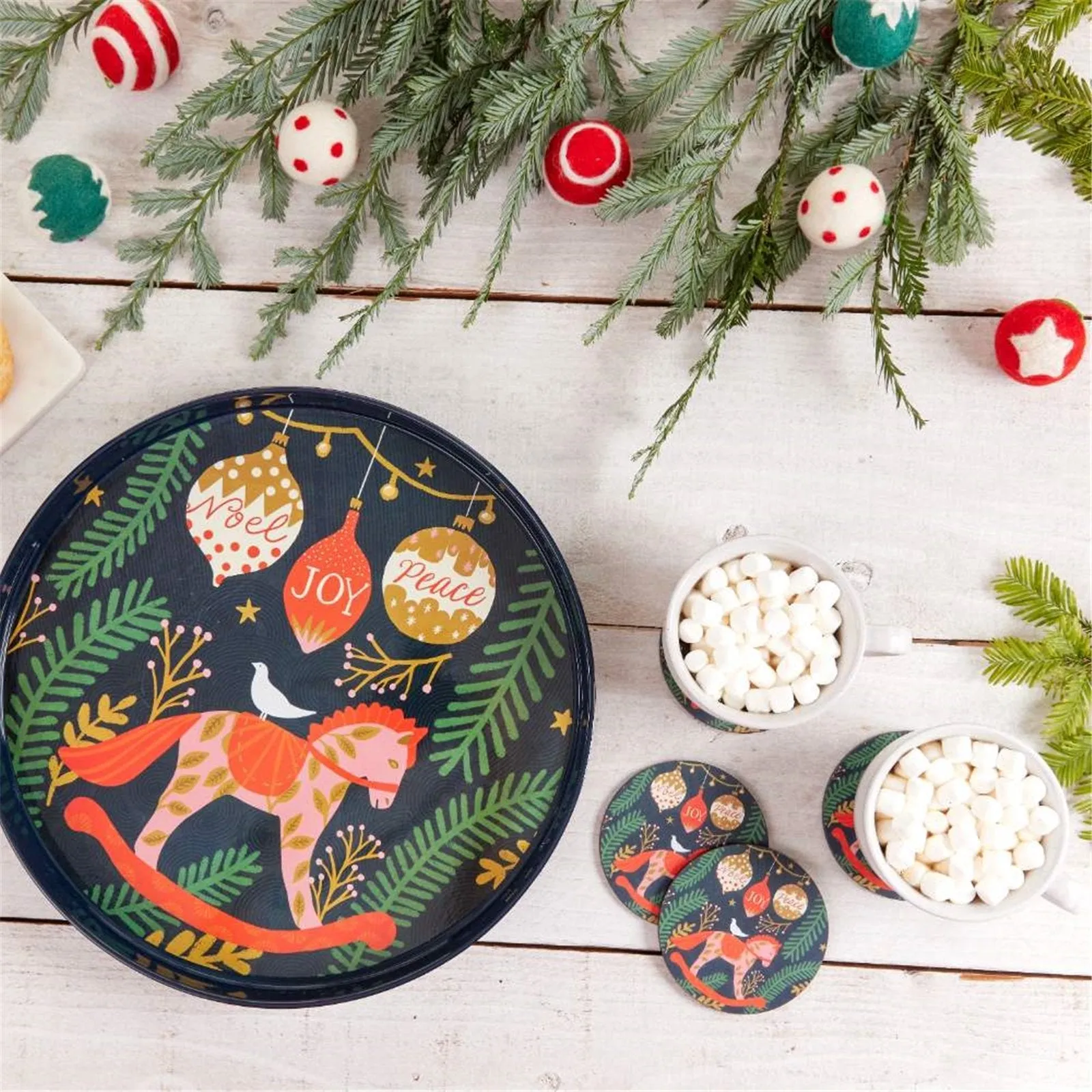 Holiday Horse Round Coaster - Set of 4