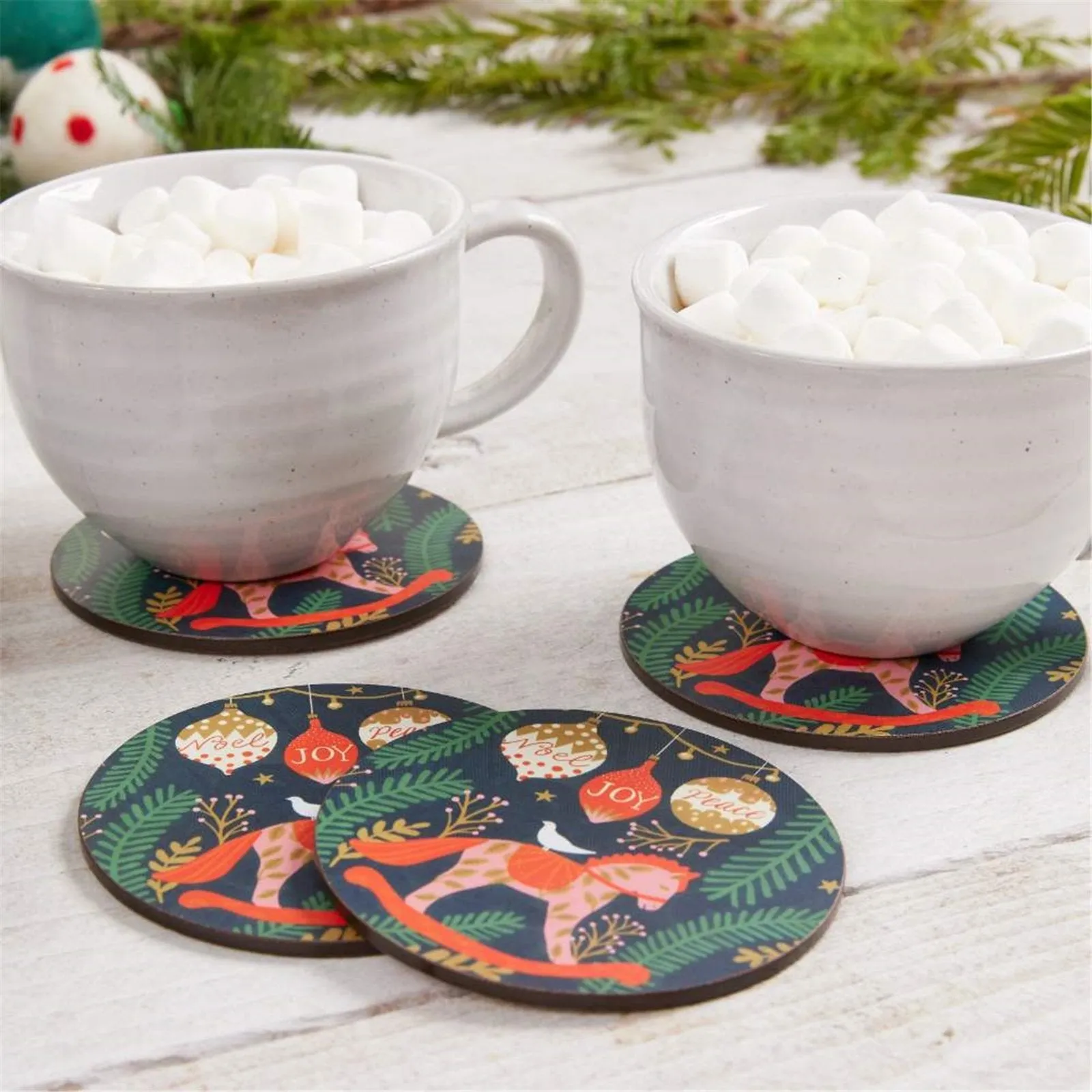 Holiday Horse Round Coaster - Set of 4