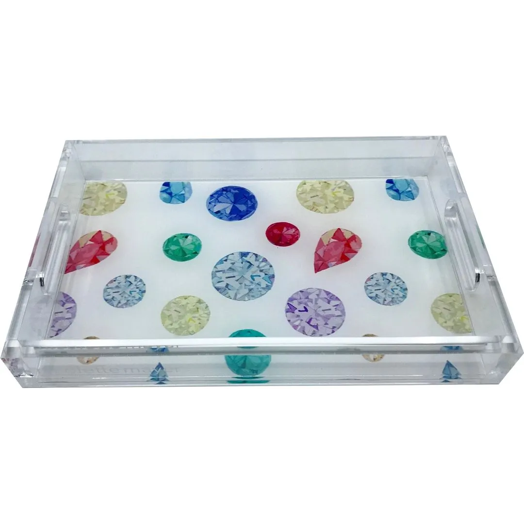 JEWEL WHITE ACRYLIC VANITY TRAY 12.25X7.75