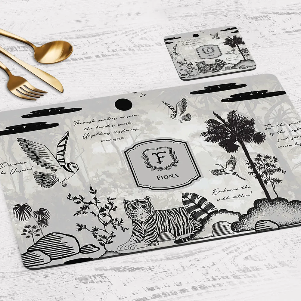 Jungle's Sonnet Tableware Set (4 Placemats & 4 Casters)