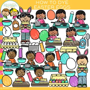 Kids Learn How to Dye Easter Eggs Clip Art