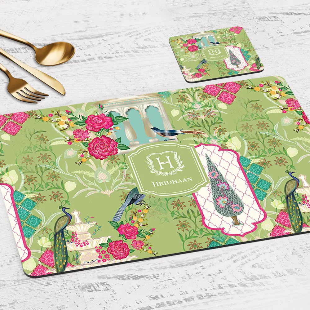 Koyal's Dream Tableware Set (4 Placemats & 4 Casters)