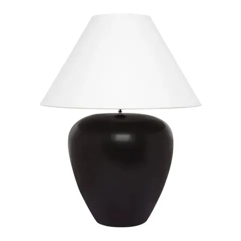 Lamp Ceramic Black Base White Shade