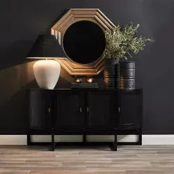 Lamp Ceramic Natural Base Black Shade