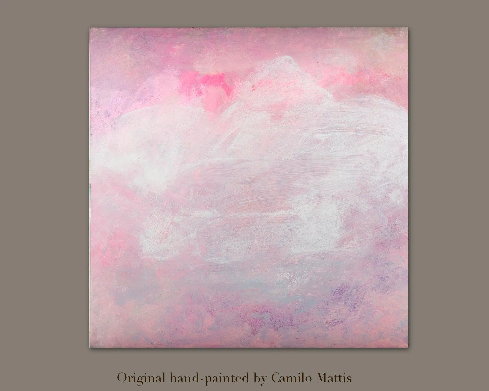 Large original Blush pink contemporary abstract painting by Camilo Mattis