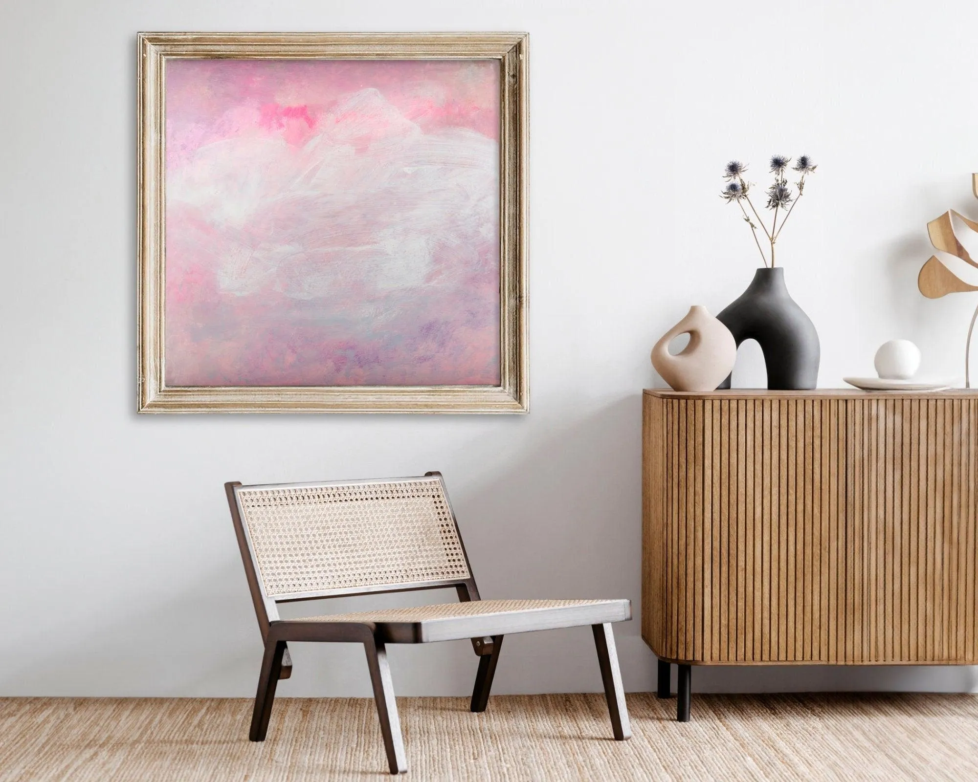 Large original Blush pink contemporary abstract painting by Camilo Mattis