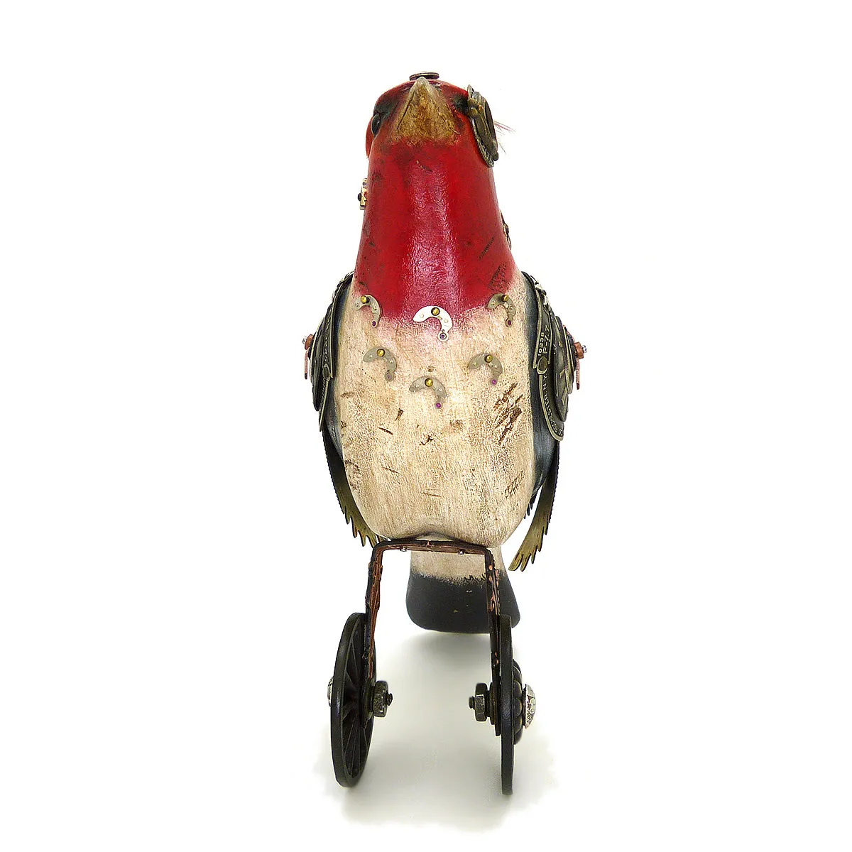 Mullanium Red Crested Cardinal Wheels Artists Jim Tori Mullan Steampunk Handmade