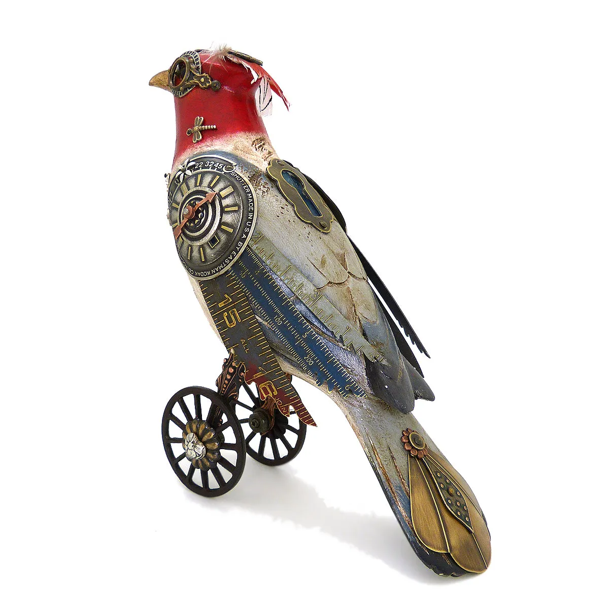 Mullanium Red Crested Cardinal Wheels Artists Jim Tori Mullan Steampunk Handmade