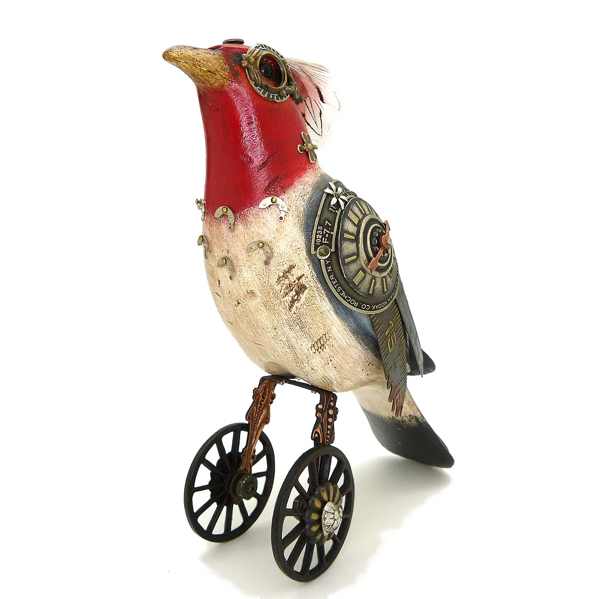 Mullanium Red Crested Cardinal Wheels Artists Jim Tori Mullan Steampunk Handmade