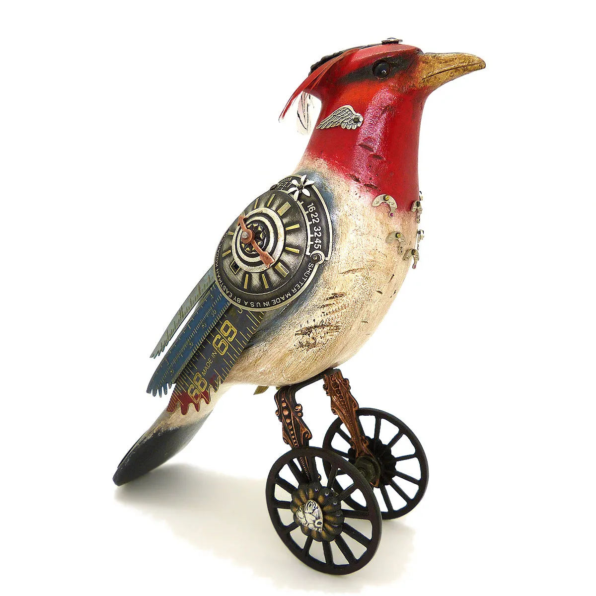 Mullanium Red Crested Cardinal Wheels Artists Jim Tori Mullan Steampunk Handmade