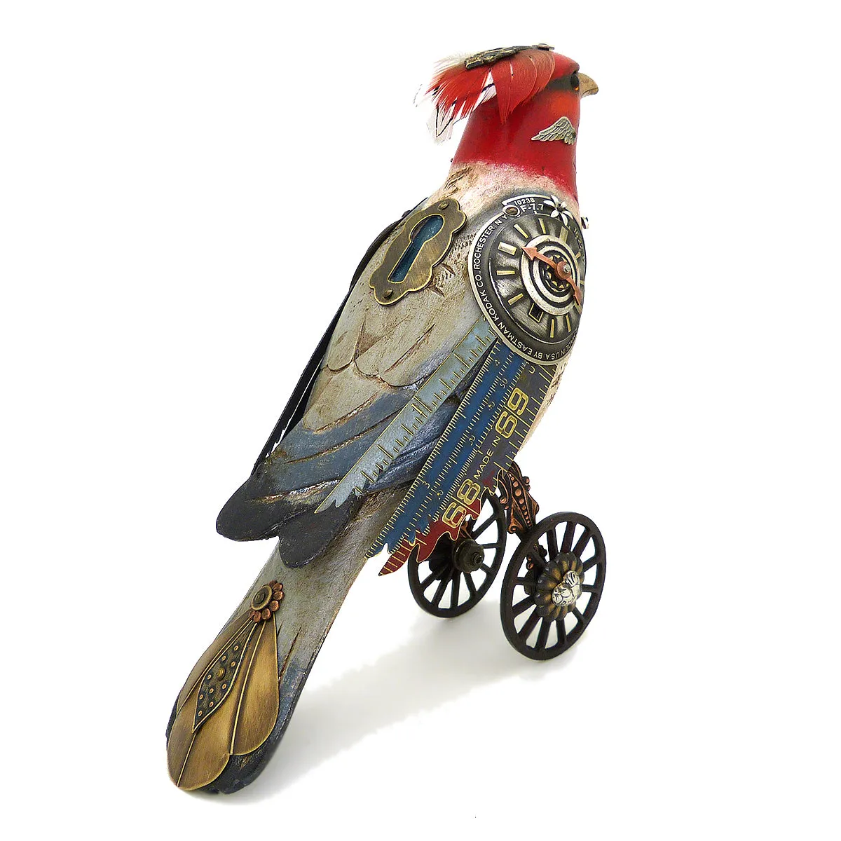 Mullanium Red Crested Cardinal Wheels Artists Jim Tori Mullan Steampunk Handmade