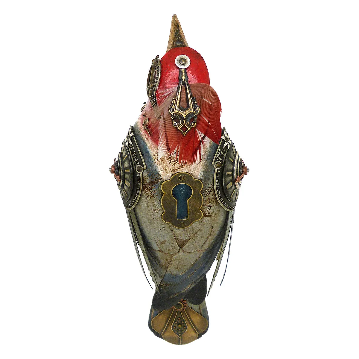 Mullanium Red Crested Cardinal Wheels Artists Jim Tori Mullan Steampunk Handmade