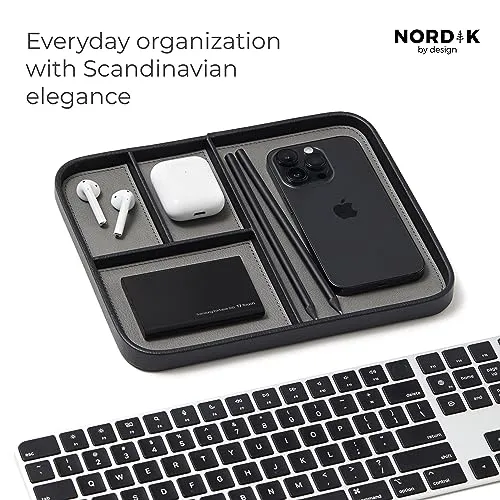 Nordik Leather Valet Tray Pebble Black Premium Vegan Leather Stylish