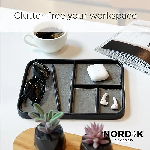 Nordik Leather Valet Tray Pebble Black Premium Vegan Leather Stylish