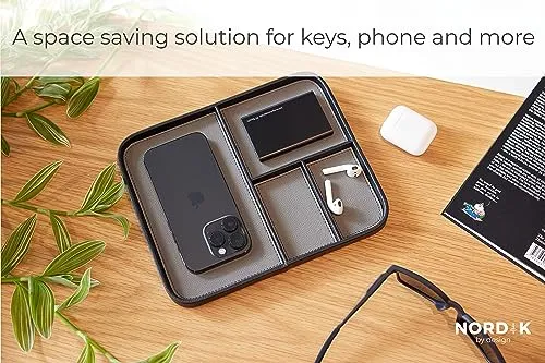 Nordik Leather Valet Tray Pebble Black Premium Vegan Leather Stylish