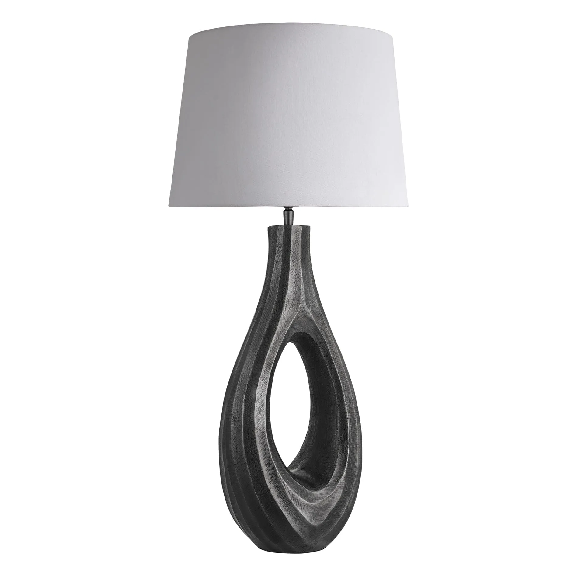 Ornate Ellipse Table Lamp - Pewter