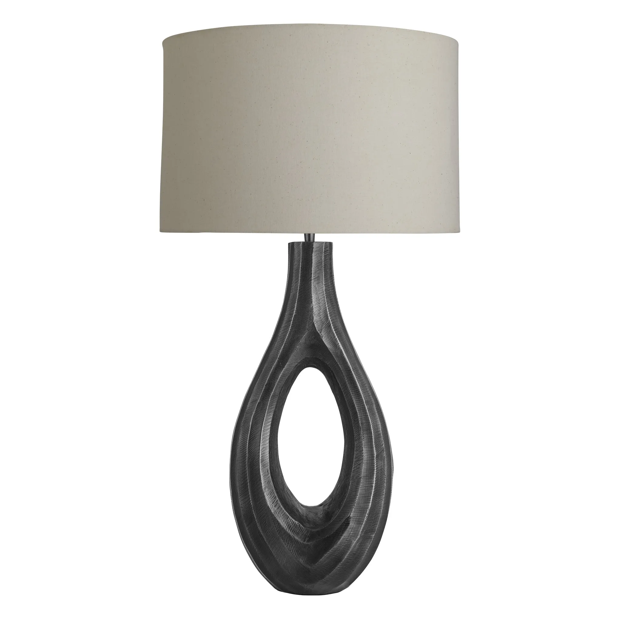 Ornate Ellipse Table Lamp - Pewter