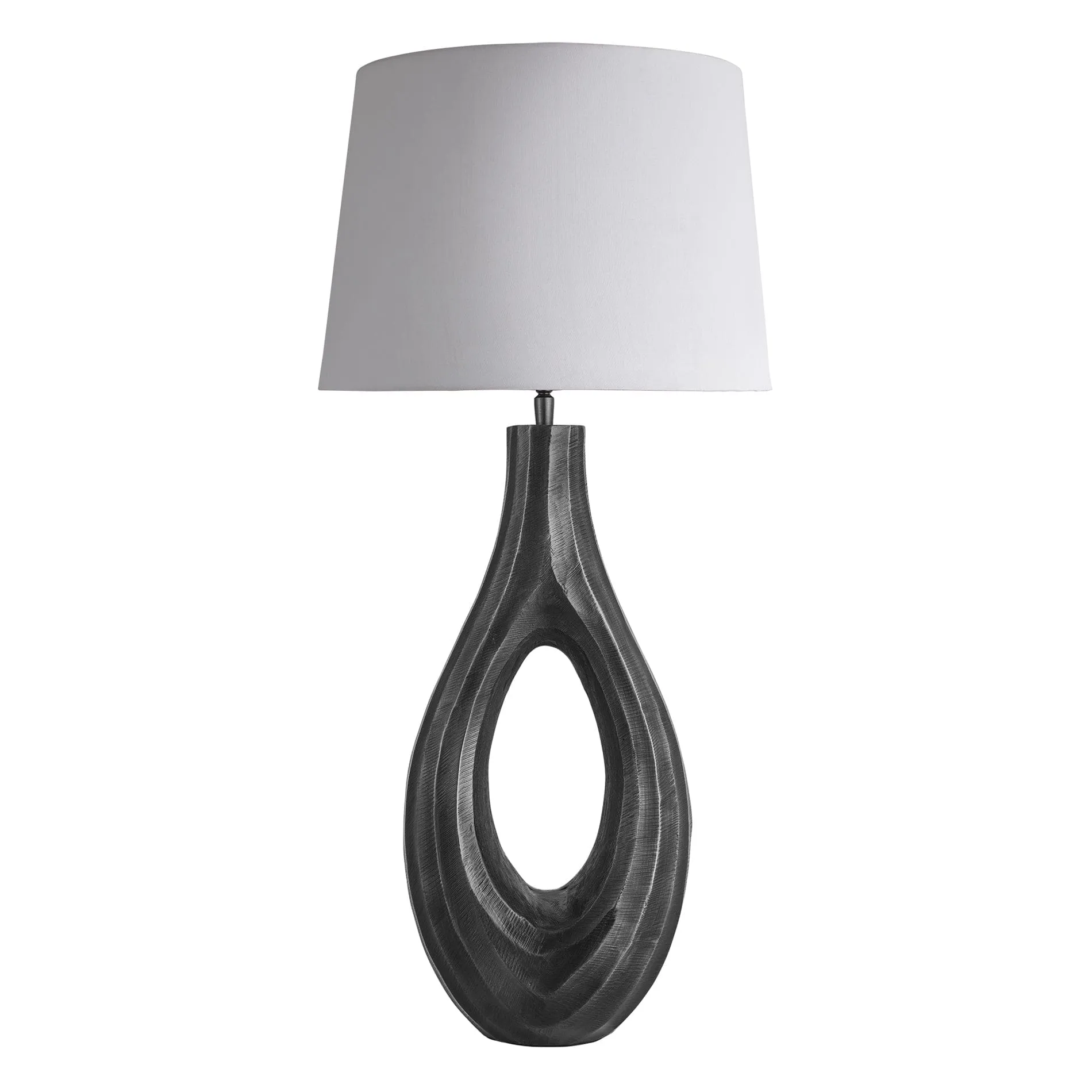 Ornate Ellipse Table Lamp - Pewter