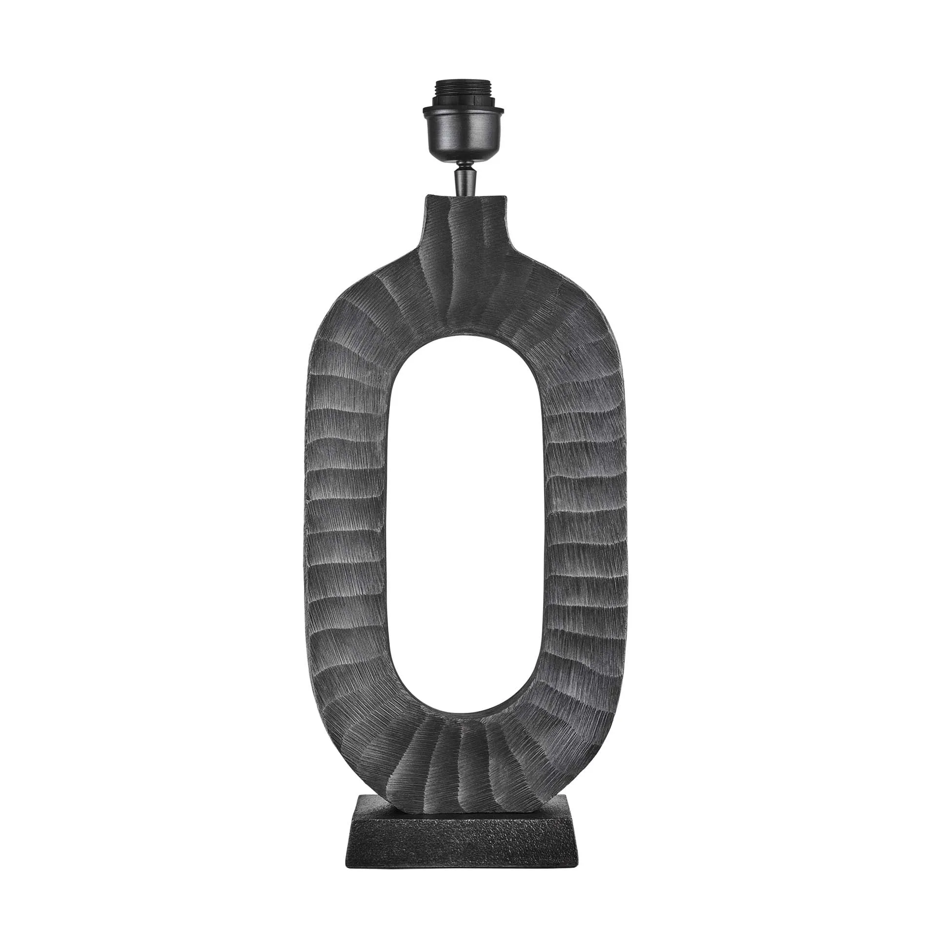 Ornate Oval Table Lamp - Pewter