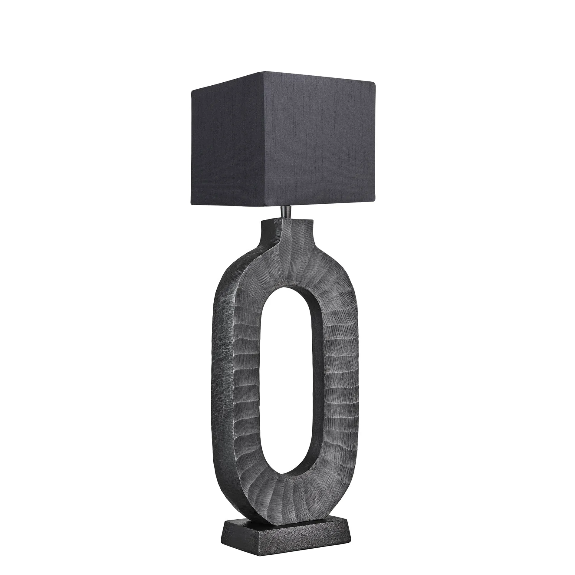 Ornate Oval Table Lamp - Pewter