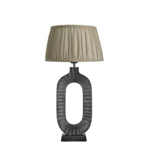 Ornate Oval Table Lamp - Pewter