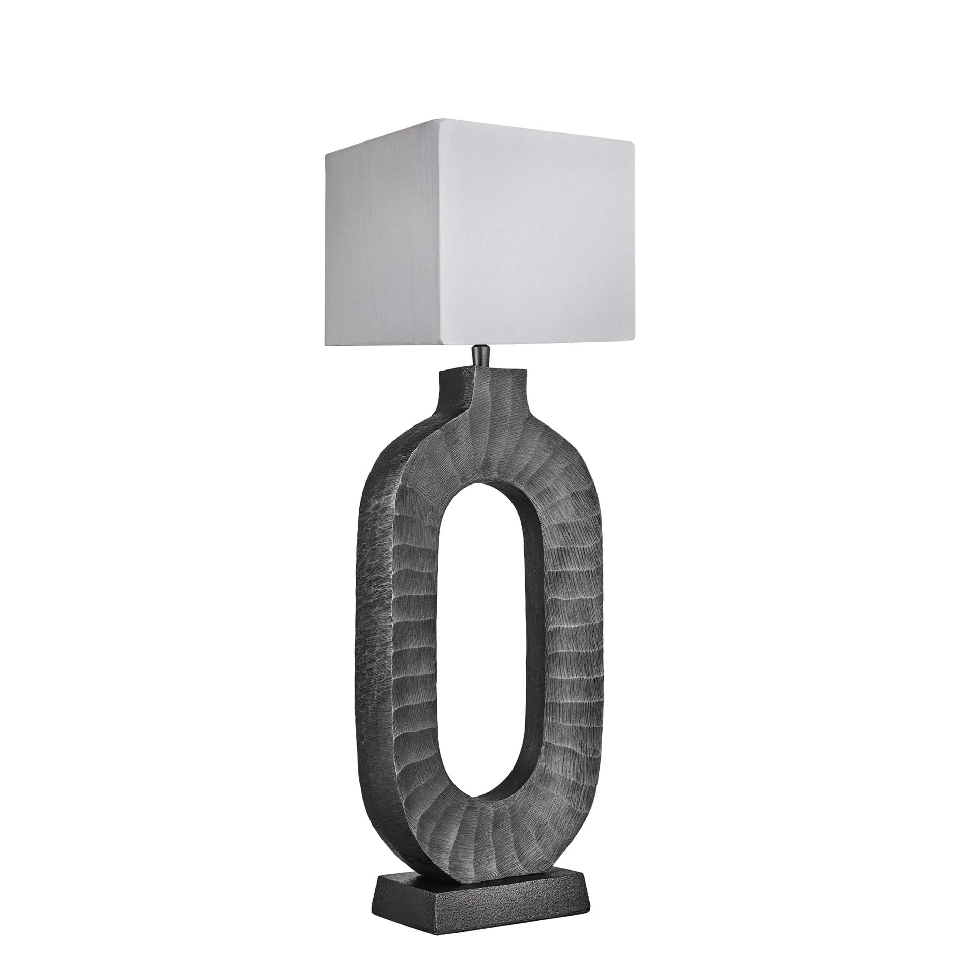 Ornate Oval Table Lamp - Pewter