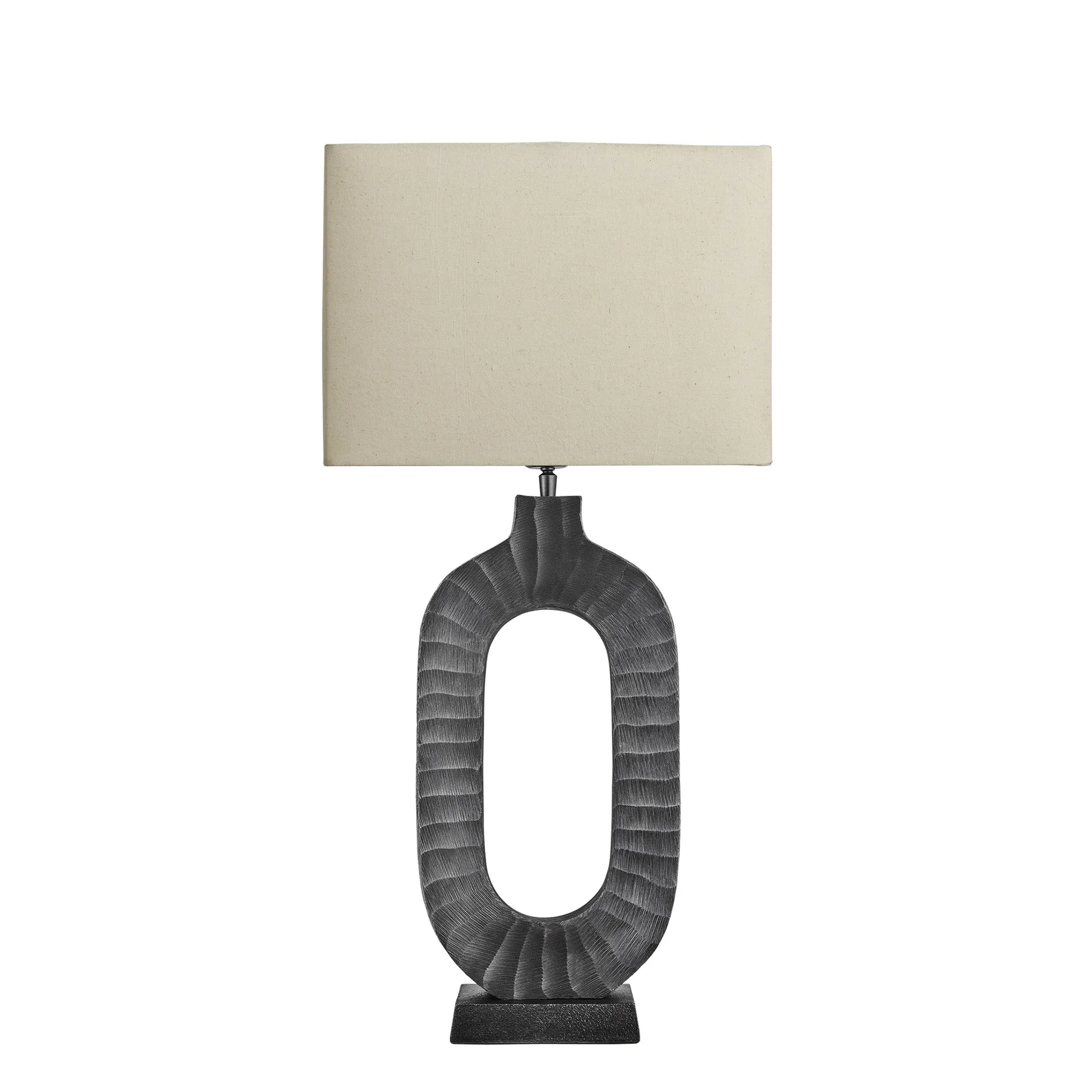 Ornate Oval Table Lamp - Pewter