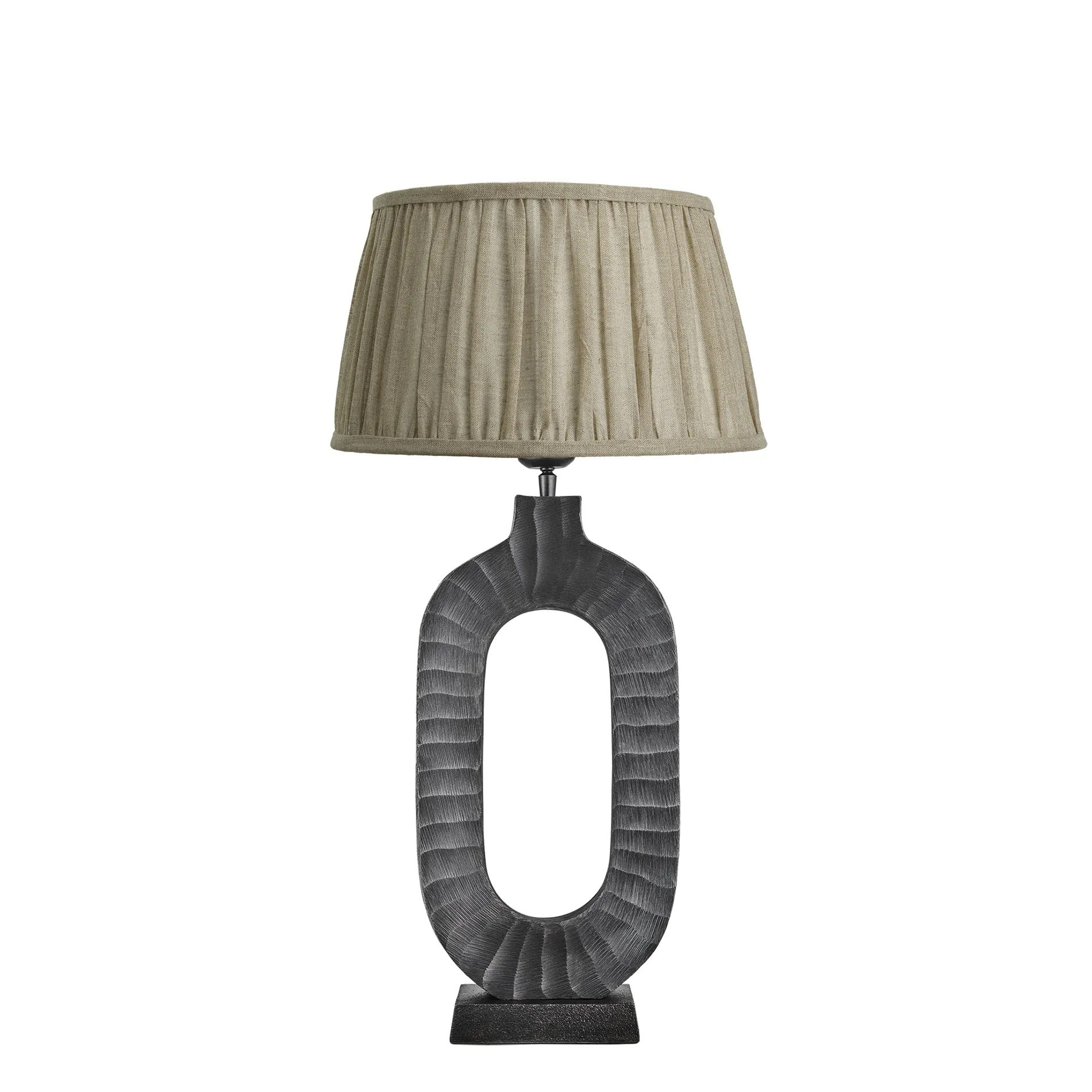Ornate Oval Table Lamp - Pewter