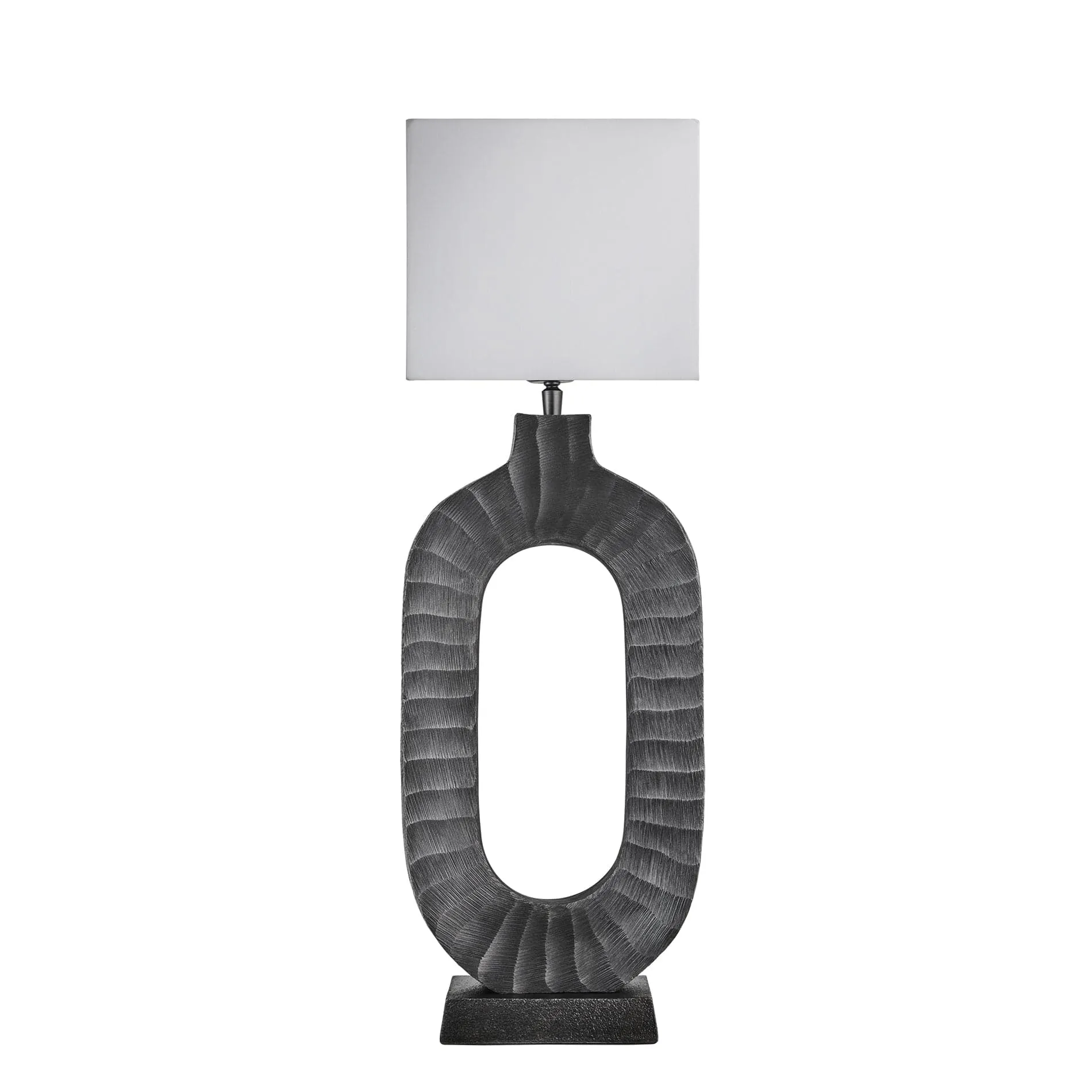 Ornate Oval Table Lamp - Pewter
