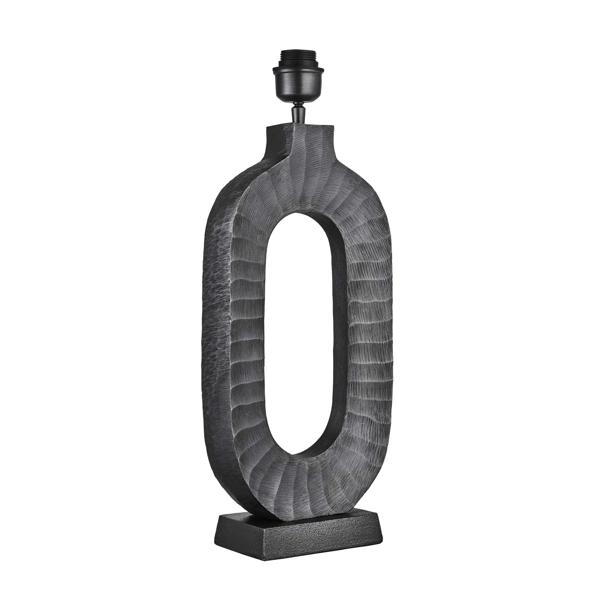 Ornate Oval Table Lamp - Pewter