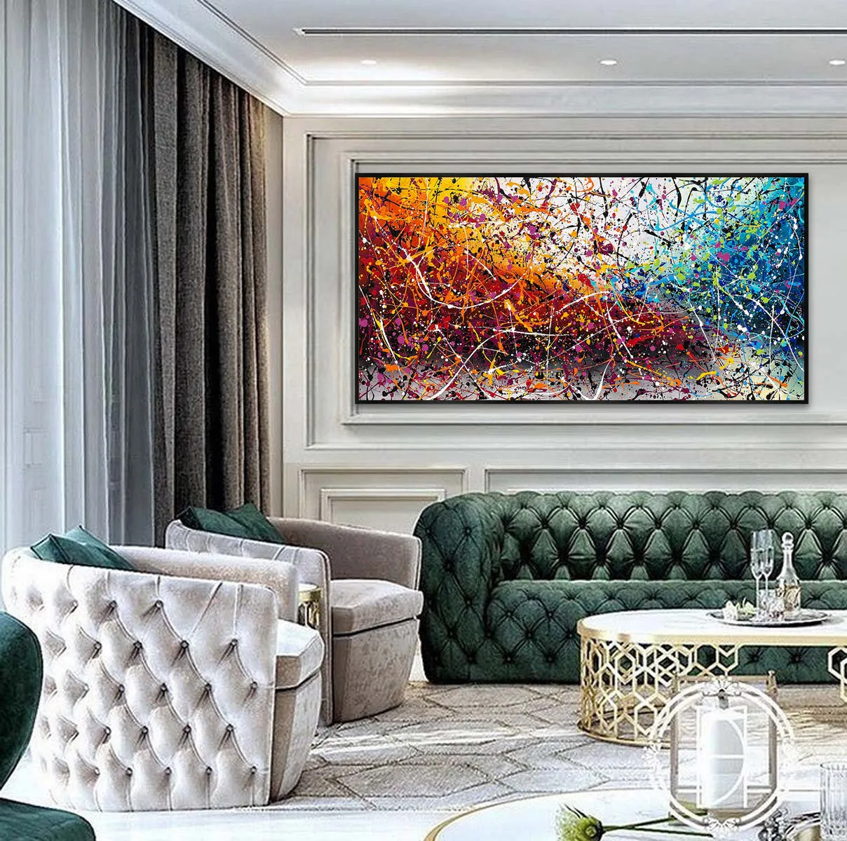 Painting Jackson Pollock Multiple Size Drip Style Abstract Art on Canvas, large Wall Art - Vintage Beauty 152