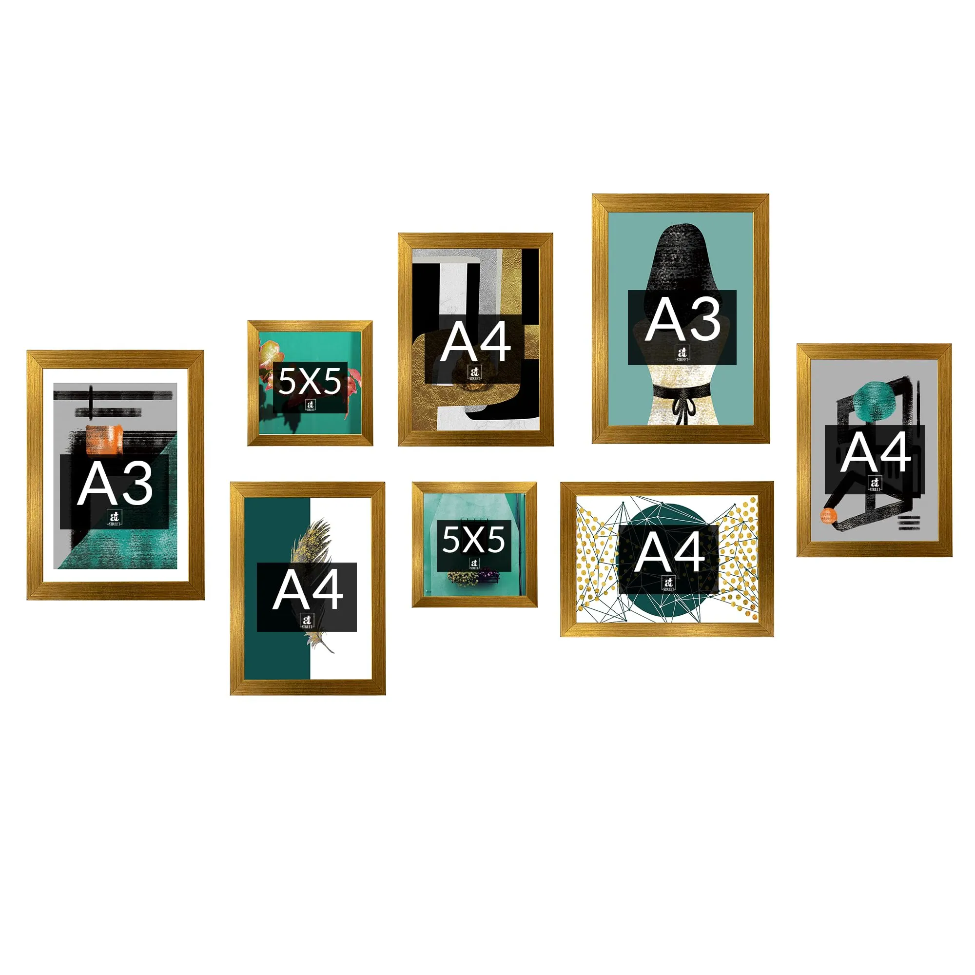 Painting Mantra Wall Décor Young Lady Mister Pat Hat Set of 8 Framed Art Prints Paintings for Home, Bedroom, Living Room & Office (Size :A4-4, A3-2 & 5x5 Inches)