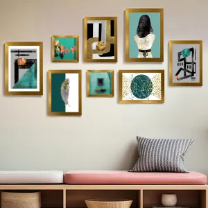 Painting Mantra Wall Décor Young Lady Mister Pat Hat Set of 8 Framed Art Prints Paintings for Home, Bedroom, Living Room & Office (Size :A4-4, A3-2 & 5x5 Inches)