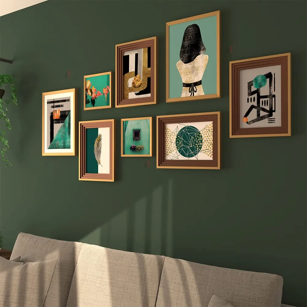 Painting Mantra Wall Décor Young Lady Mister Pat Hat Set of 8 Framed Art Prints Paintings for Home, Bedroom, Living Room & Office (Size :A4-4, A3-2 & 5x5 Inches)